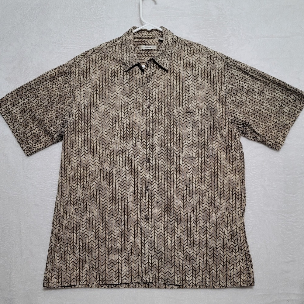Moda Campia Moda Shirt Mens XL Short Sleeve brown black Lightweight